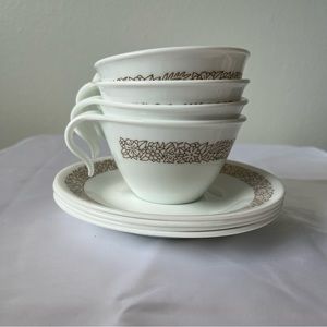 Corelle • Woodland‎ Brown Cup & Saucers